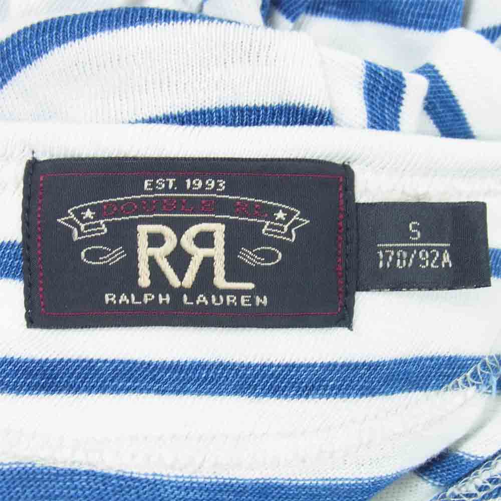 RRL ダブルアールエル ラルフローレン インディゴ ボーダー ロング スリーブ Tシャツ 白青系 S【中古】