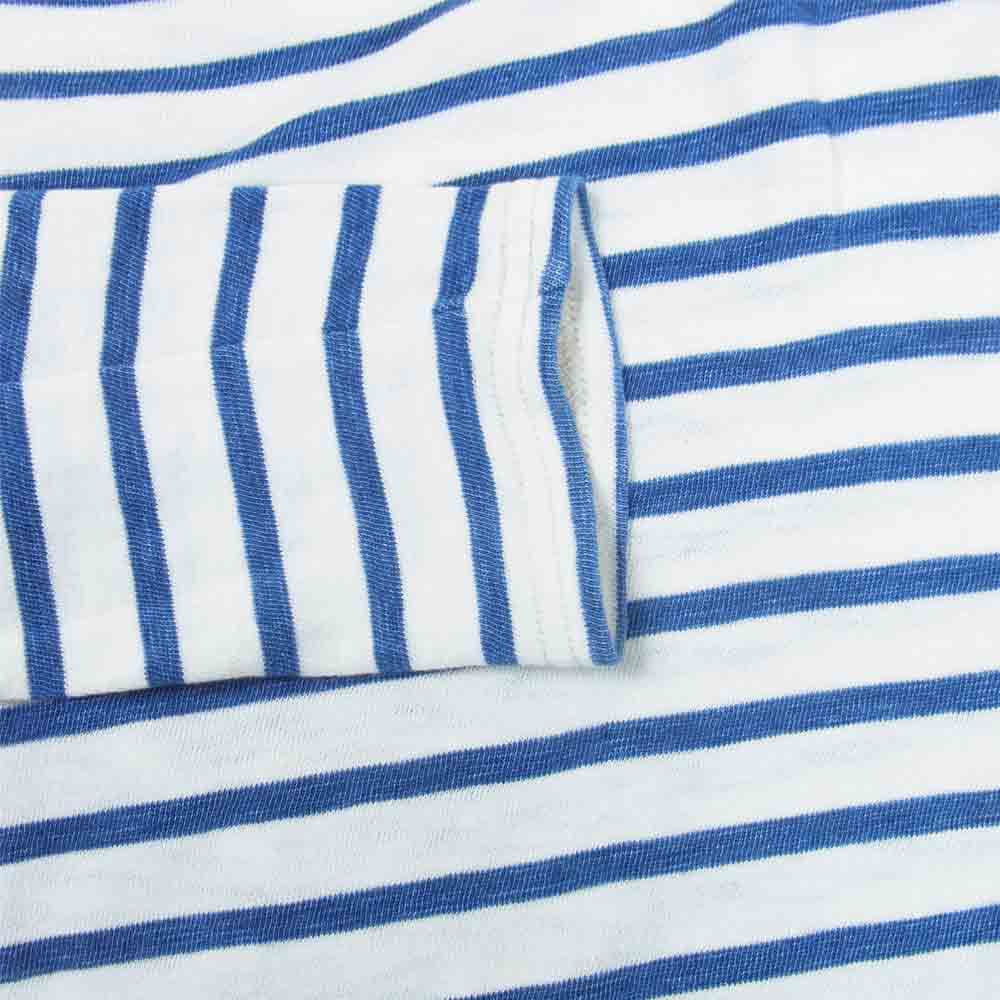 RRL ダブルアールエル ラルフローレン インディゴ ボーダー ロング スリーブ Tシャツ 白青系 S【中古】