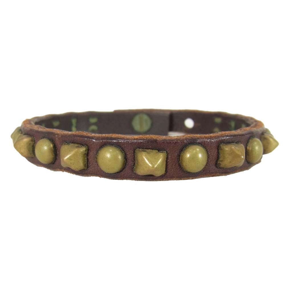 PHIGVEL フィグベル STUDDED BRACELET スタッズ レザー ブラウン系【中古】
