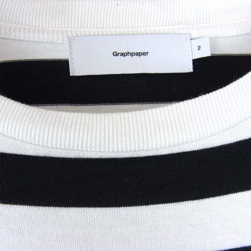 GRAPHPAPER グラフペーパー GM201-70149B Border S/S Pocket Tee ボーダー 半袖 ポケット Ｔシャツ ブラック系×ホワイト系 2【中古】