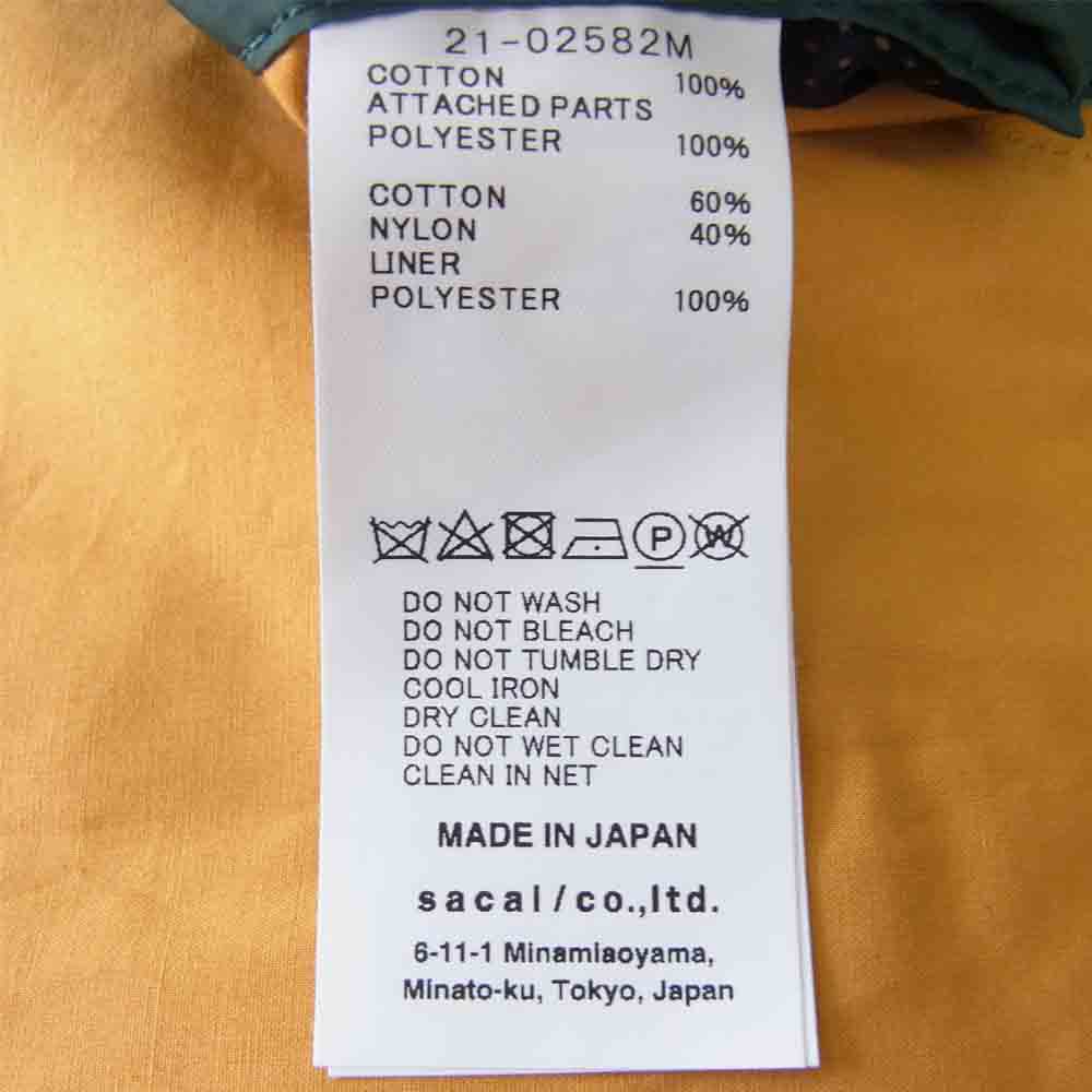 Sacai サカイ 21AW 21-02582M　 Cotton Poplin Shirt コットン ポプリン シャツ ジャケット マルチカラー系 3【新古品】【未使用】【中古】