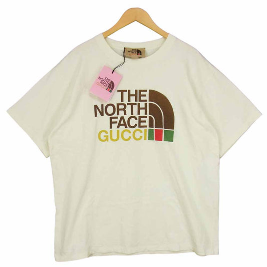 GUCCI グッチ 613036 XJDCL THE NORTHFACE ノースフェイス 国内正規品 フロントロゴ オーバーサイズ Tシャツ オフホワイト系 M【美品】【中古】