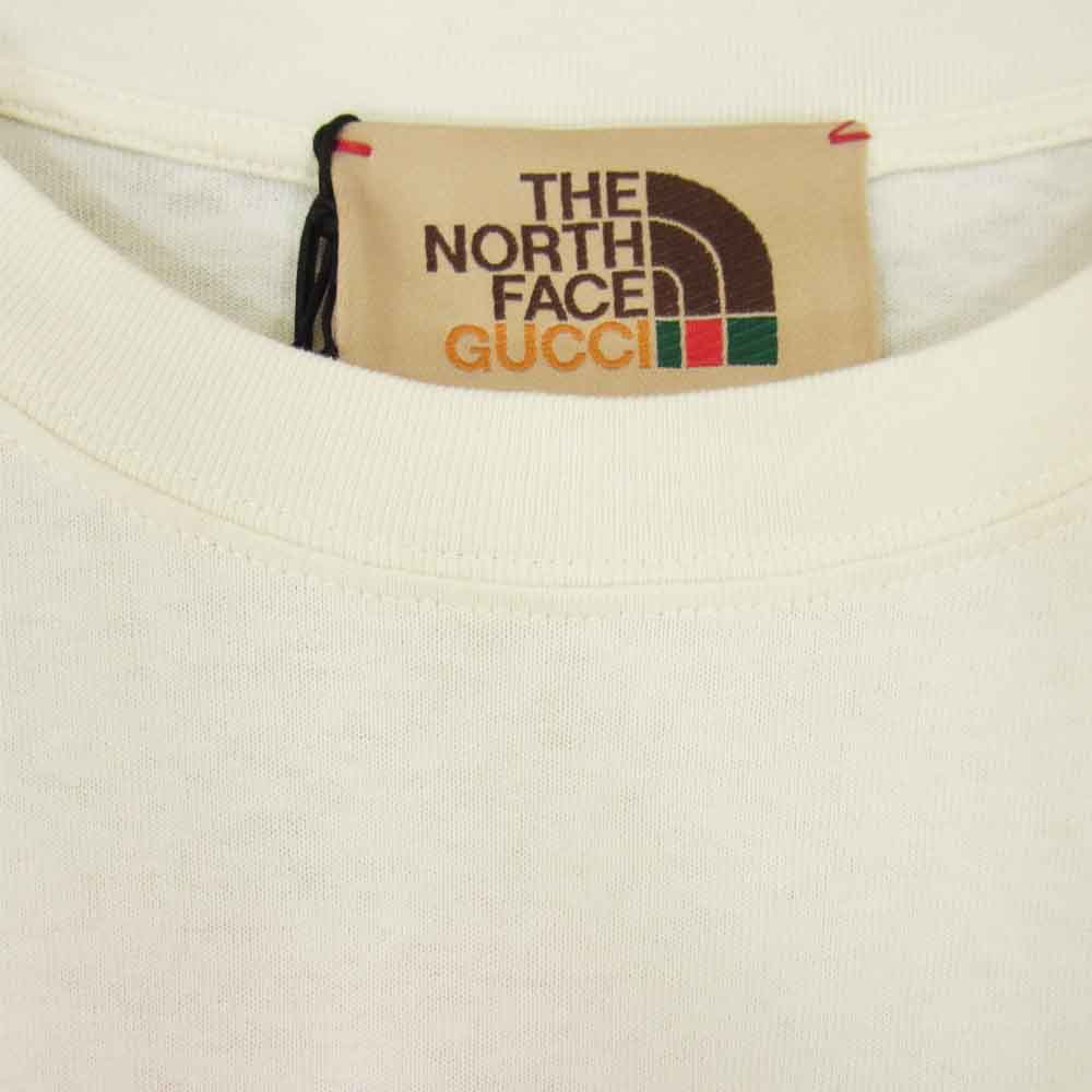 GUCCI グッチ 613036 XJDCL THE NORTHFACE ノースフェイス 国内正規品 フロントロゴ オーバーサイズ Tシャツ オフホワイト系 M【美品】【中古】
