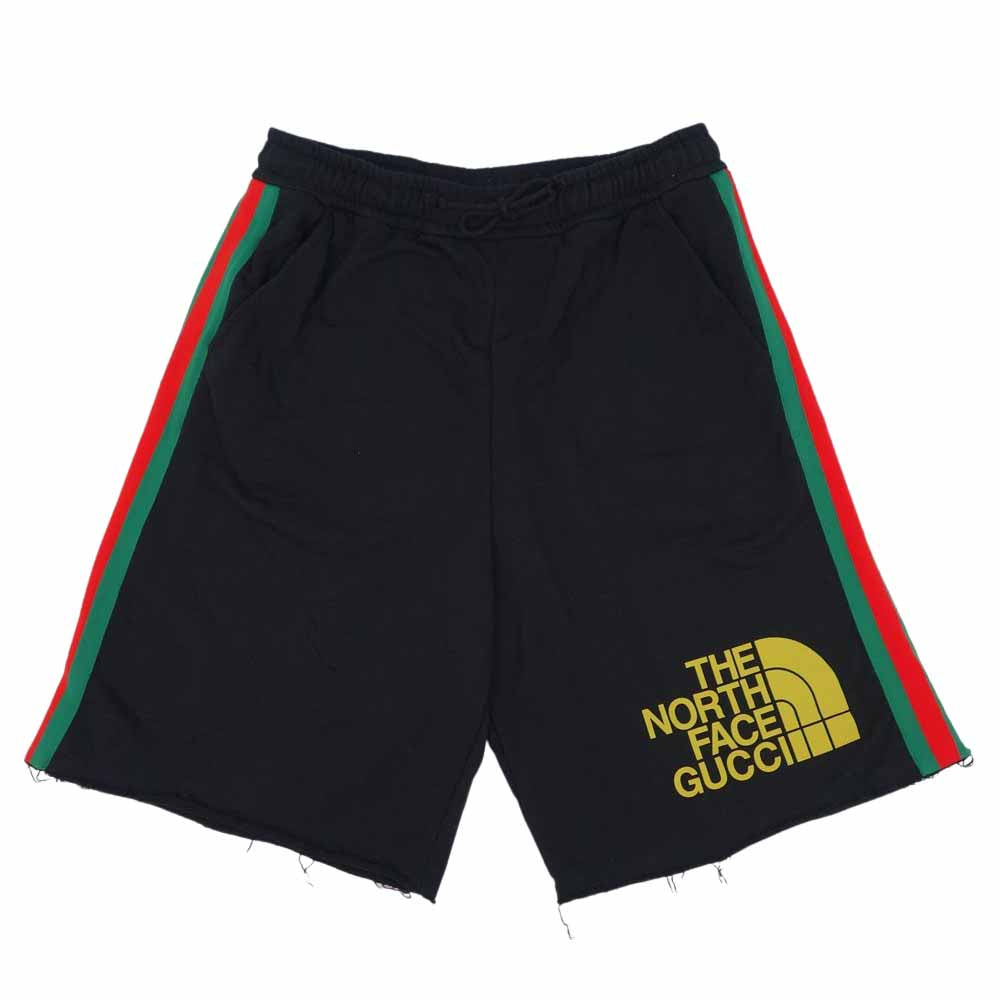 GUCCI グッチ 651727 XJDIP THE NORTHFACE ノースフェイス 国内正規品 ウェブ ストライプ ロゴ コットン ショートパンツ ブラック系 L【美品】【中古】