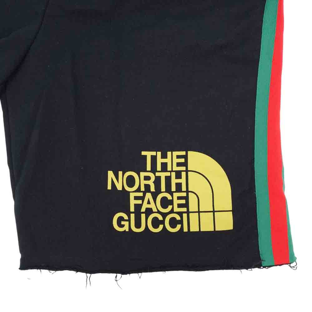 GUCCI グッチ 651727 XJDIP THE NORTHFACE ノースフェイス 国内正規品 ウェブ ストライプ ロゴ コットン ショートパンツ ブラック系 L【美品】【中古】