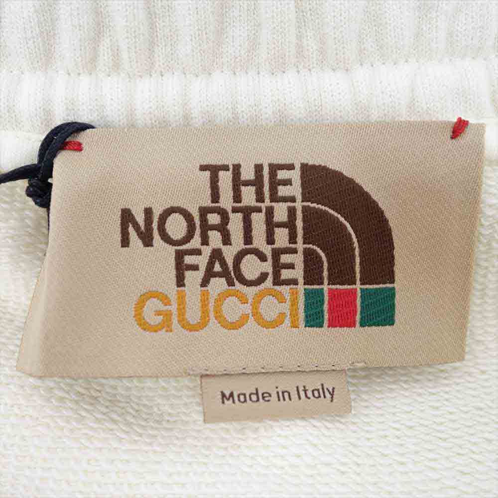 GUCCI グッチ 651727 XJDIP THE NORTHFACE ノースフェイス 国内正規品 ウェブ ストライプ ロゴ コットン ショートパンツ オフホワイト系 L【極上美品】【中古】
