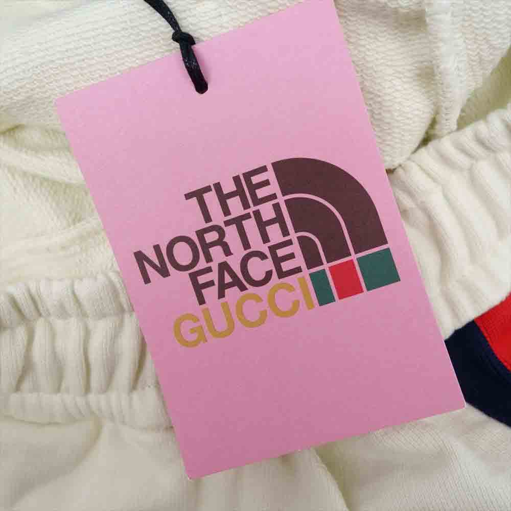 GUCCI グッチ 651727 XJDIP THE NORTHFACE ノースフェイス 国内正規品 ウェブ ストライプ ロゴ コットン ショートパンツ オフホワイト系 L【極上美品】【中古】