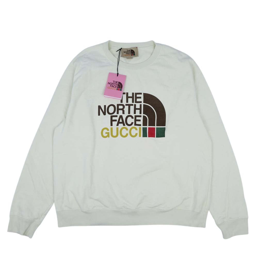 GUCCI グッチ 626990 XJDCM THE NORTHFACE ノースフェイス 国内正規品 ロゴ コットン スウェット オフホワイト系 L【美品】【中古】