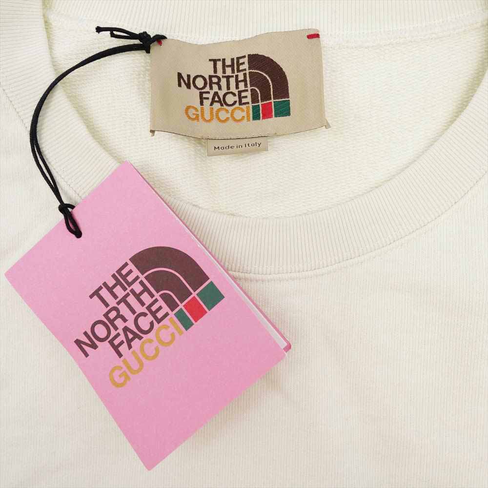 GUCCI グッチ 626990 XJDCM THE NORTHFACE ノースフェイス 国内正規品 ロゴ コットン スウェット オフホワイト系 L【美品】【中古】