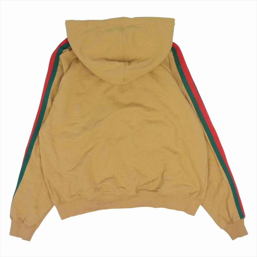 GUCCI グッチ 21SS 651723 XJDIP THE NORTHFACE ノースフェイス 国内正規品 ウェブ ストライプ プリント コットン ジップ パーカー ディープイエロー系 S【美品】【中古】