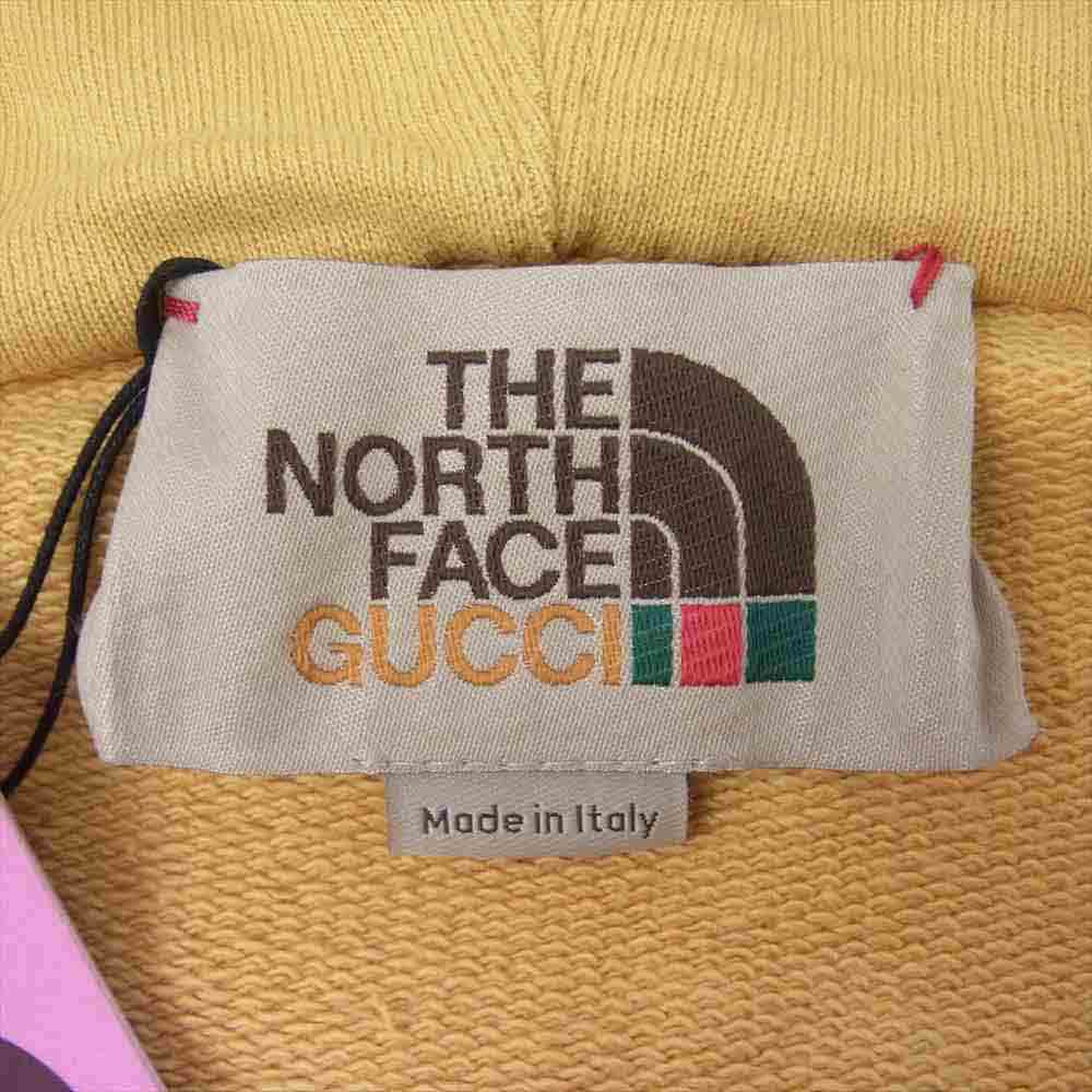 GUCCI グッチ 21SS 651723 XJDIP THE NORTHFACE ノースフェイス 国内正規品 ウェブ ストライプ プリント コットン ジップ パーカー ディープイエロー系 S【美品】【中古】