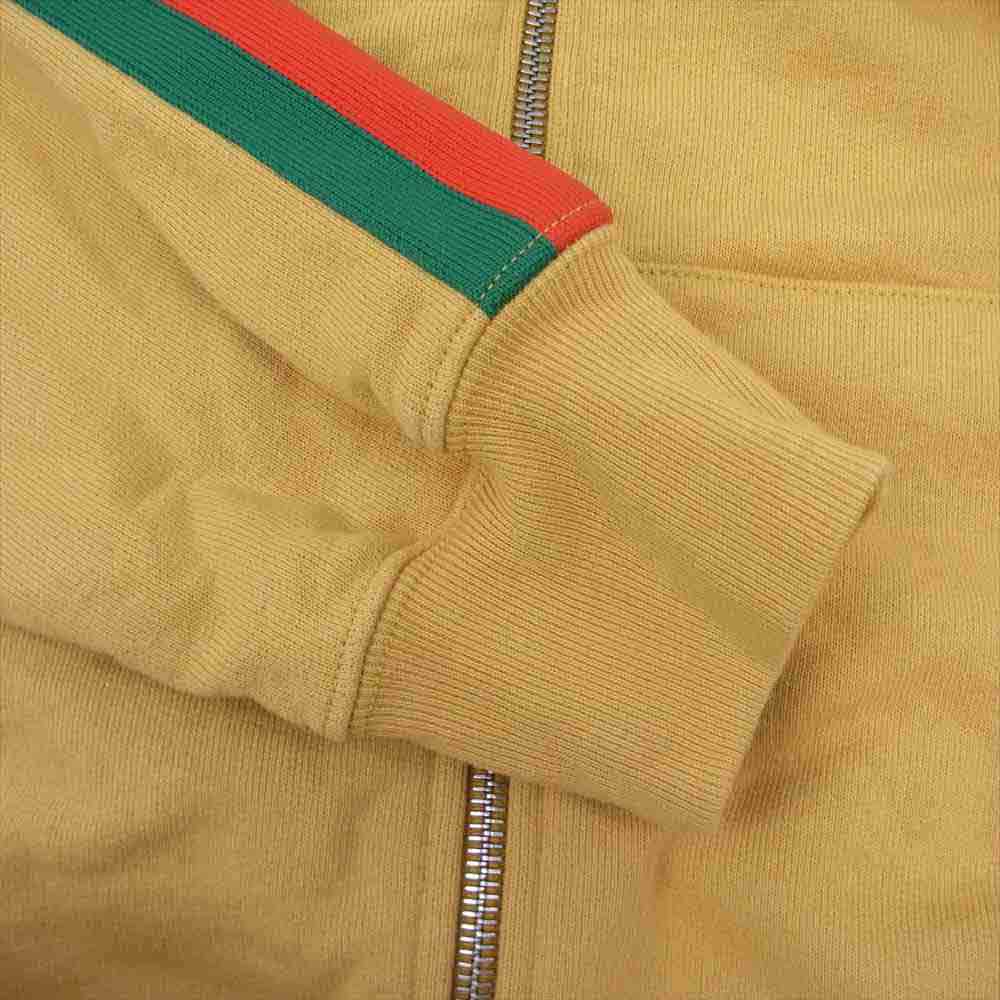 GUCCI グッチ 21SS 651723 XJDIP THE NORTHFACE ノースフェイス 国内正規品 ウェブ ストライプ プリント コットン ジップ パーカー ディープイエロー系 S【美品】【中古】
