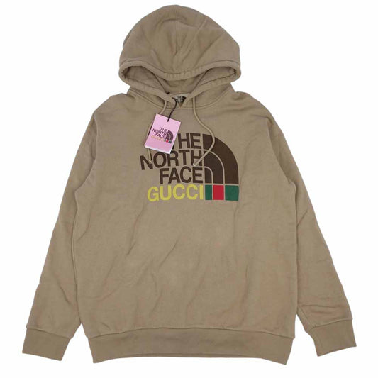 GUCCI グッチ 615061 XJDBY THE NORTHFACE ノースフェイス 国内正規品 フロント ロゴ プルオーバー パーカー ブラウン系 L【美品】【中古】