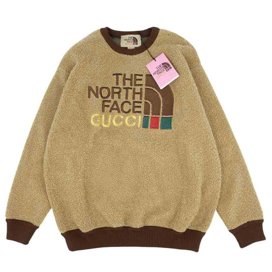 GUCCI グッチ 21SS 644662 THE NORTHFACE ノースフェイス 国内正規品 ロゴ フェイクファー スウェット ブラウン系【極上美品】【中古】