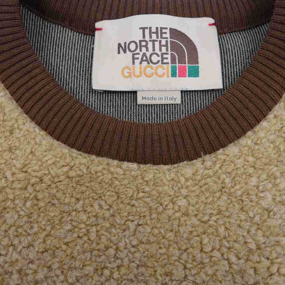 GUCCI グッチ 21SS 644662 THE NORTHFACE ノースフェイス 国内正規品 ロゴ フェイクファー スウェット ブラウン系【極上美品】【中古】