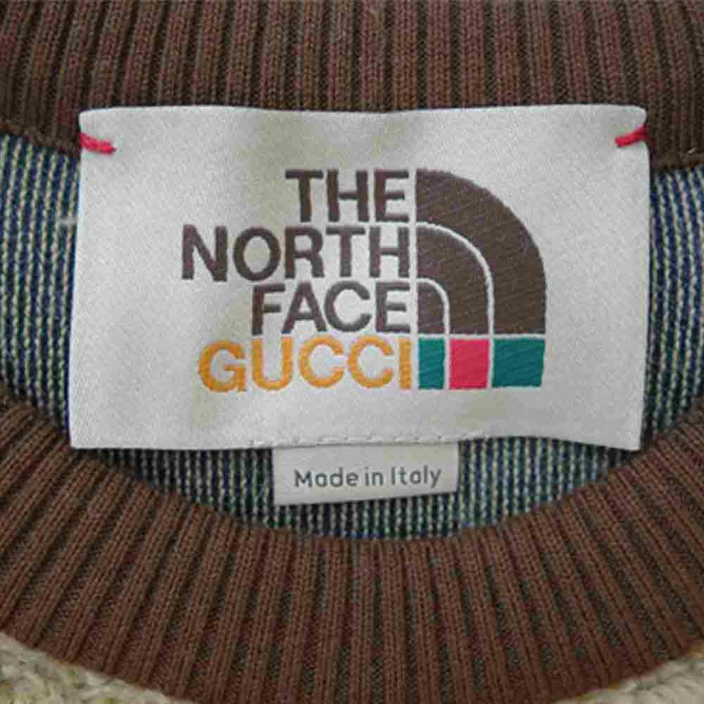 GUCCI グッチ 21SS 644662 THE NORTHFACE ノースフェイス 国内正規品 ロゴ フェイクファー スウェット ブラウン系【極上美品】【中古】