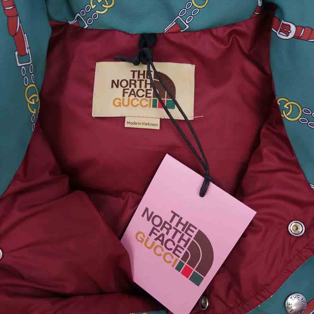 GUCCI グッチ 20AW 649244 XAABS THE NORTH FACE ノースフェイス 国内正規品 Double G print nylon vest ダブルジープリント ナイロン ベスト グリーン系 M【美品】【中古】