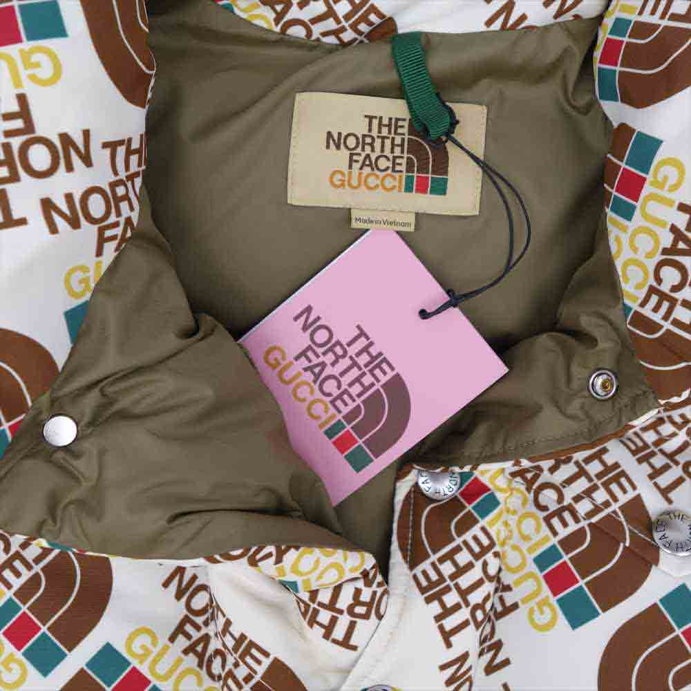 GUCCI グッチ 648864 THE NORTHFACE ノースフェイス 国内正規品 LOGO DOWN VEST ロゴ総柄 ダウン ベスト マルチカラー系 M【極上美品】【中古】