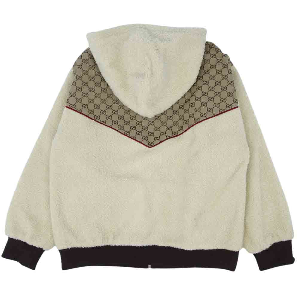 GUCCI グッチ 21SS 644582 XJC3T THE NORTH FACE ノースフェイス 国内正規品 GG Canvas Shearling Jacket GG キャンバス シアリング ジップ パーカー ベージュ系 ブラウン系 XL【美品】【中古】