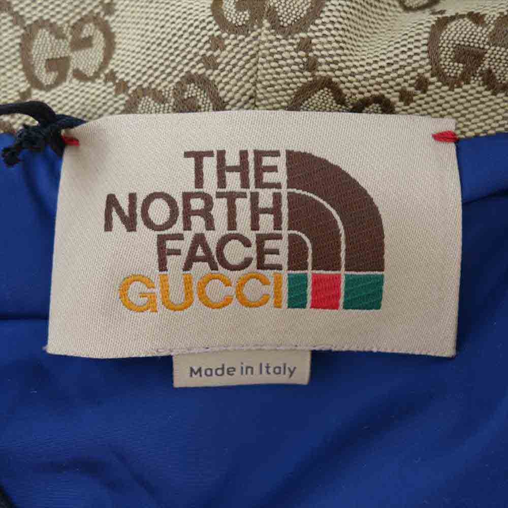 GUCCI グッチ 21SS 644582 XJC3T THE NORTH FACE ノースフェイス 国内正規品 GG Canvas Shearling Jacket GG キャンバス シアリング ジップ パーカー ベージュ系 ブラウン系 XL【美品】【中古】