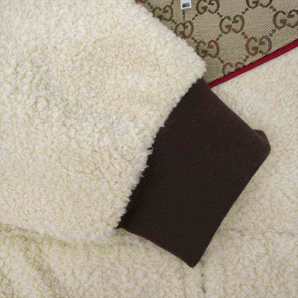 GUCCI グッチ 21SS 644582 XJC3T THE NORTH FACE ノースフェイス 国内正規品 GG Canvas Shearling Jacket GG キャンバス シアリング ジップ パーカー ベージュ系 ブラウン系 XL【美品】【中古】