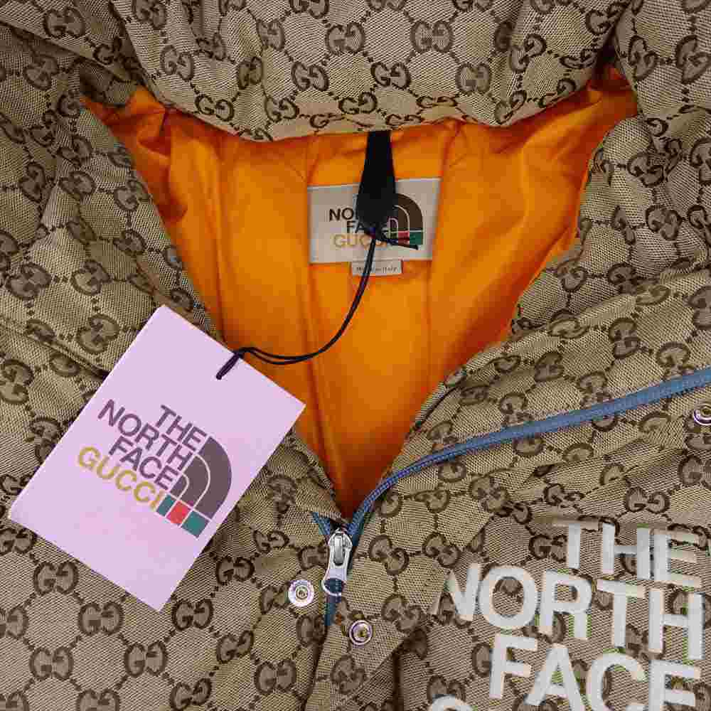 GUCCI グッチ 21SS 657012 Z8AM4 THE NORTH FACE ノースフェイス 国内正規品 GG Canvas Bomber Jacket GGキャンバス ボンバー ブラウン系 L【美品】【中古】