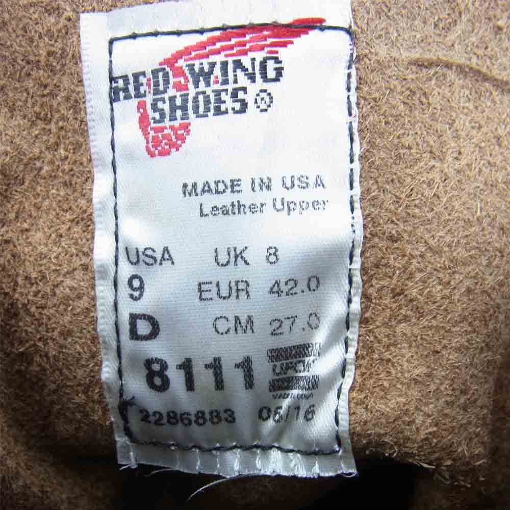 RED WING レッドウィング 8111 IRON RANGER アイアン レンジャー ブーツ USA9D ブラウン系 27cm【中古】
