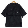 PRADA プラダ 19AW SC491 S192 I18 ロゴプレート ナイロン オーバーサイズ S/S 半袖 シャツ ブラック系 M【美品】【中古】