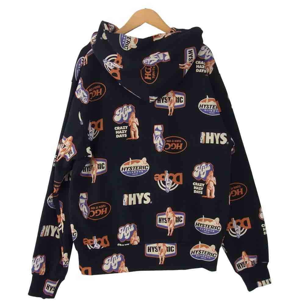 HYSTERIC GLAMOUR ヒステリックグラマー 02203CF04 TURN IT ON ジップ パーカー ブラック系 M【新古品】【未使用】【中古】