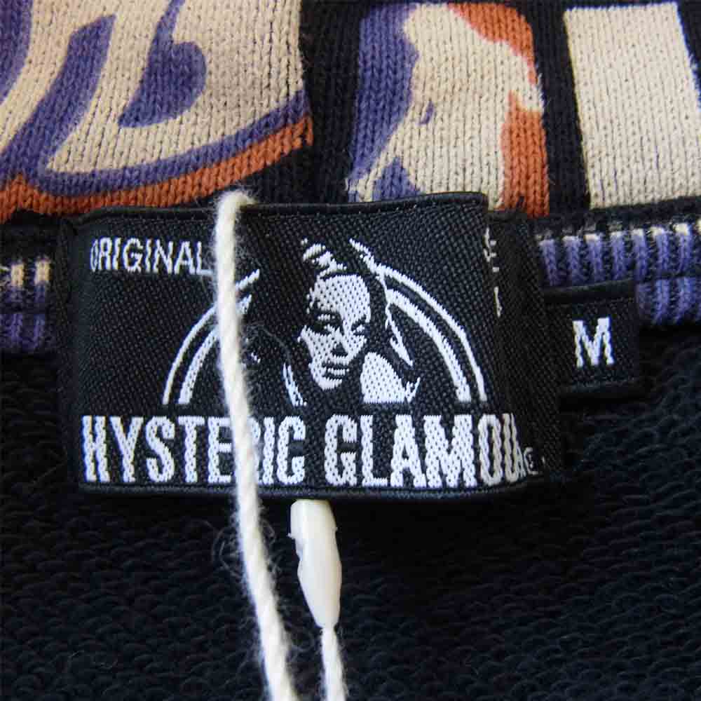 HYSTERIC GLAMOUR ヒステリックグラマー 02203CF04 TURN IT ON ジップ パーカー ブラック系 M【新古品】【未使用】【中古】