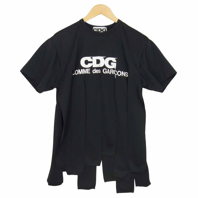 COMME des GARCONS コムデギャルソン SZ-T014  CDG 短冊 ロゴ Tシャツ ブラック系 XL【中古】