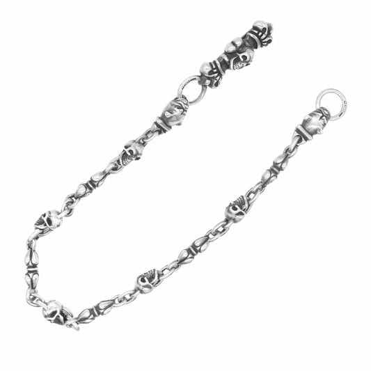 GABOR ガボール 国内正規店保証書付属 生前 スカル 4ハート クラウン キーパー 2ブルドッグ 5ヌードル 5スカル ウォレットチェーン  シルバー系【中古】