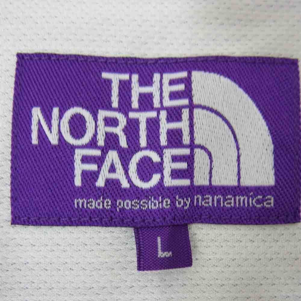THE NORTH FACE ノースフェイス NT3100N PURPLE LABEL パープルレーベル Cotton Polyester OX Band Collar Shirt ストライプ 切替 バンドカラー プルオーバー シャツ ライトブルー系 L【美品】【中古】