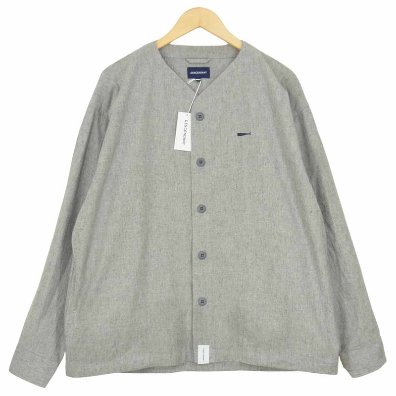 DESCENDANT ディセンダント 19SS 191TQDS-SHM04 ROBE CARDIGAN カーディガン ノーカラー シャツ グレー系 M【美品】【中古】