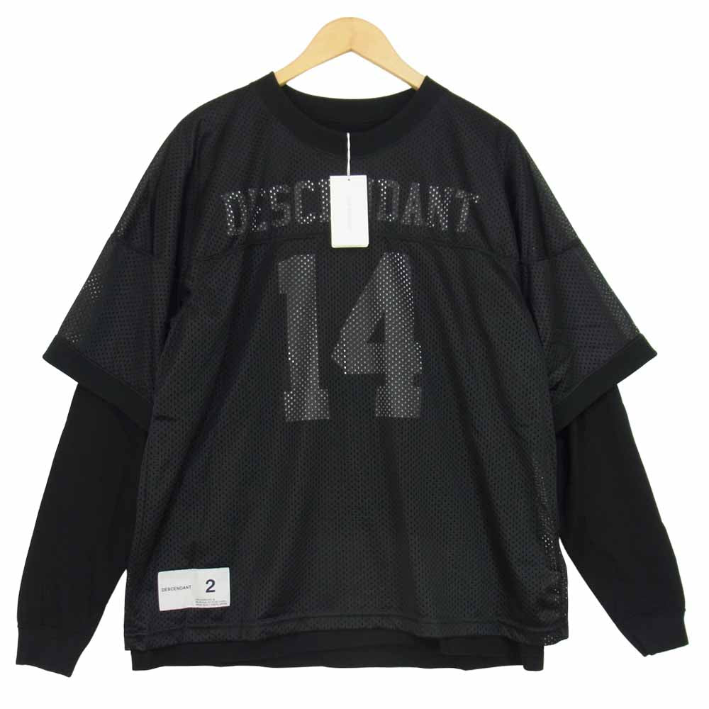 DESCENDANT ディセンダント 17AW 172ATDS-CSM01 SUBURBIA / LAYERED FOOTBALL TEE  フットボール Tシャツ ブラック系 M【極上美品】【中古】