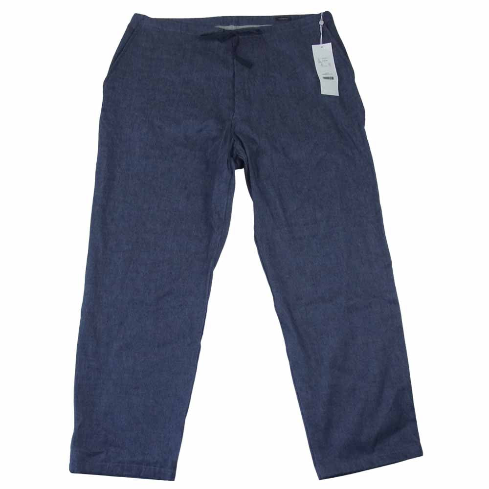 COMOLI コモリ 21SS T01-03013 リネン コットン ドロー ストリング パンツ インディゴブルー系 1【美品】【中古】