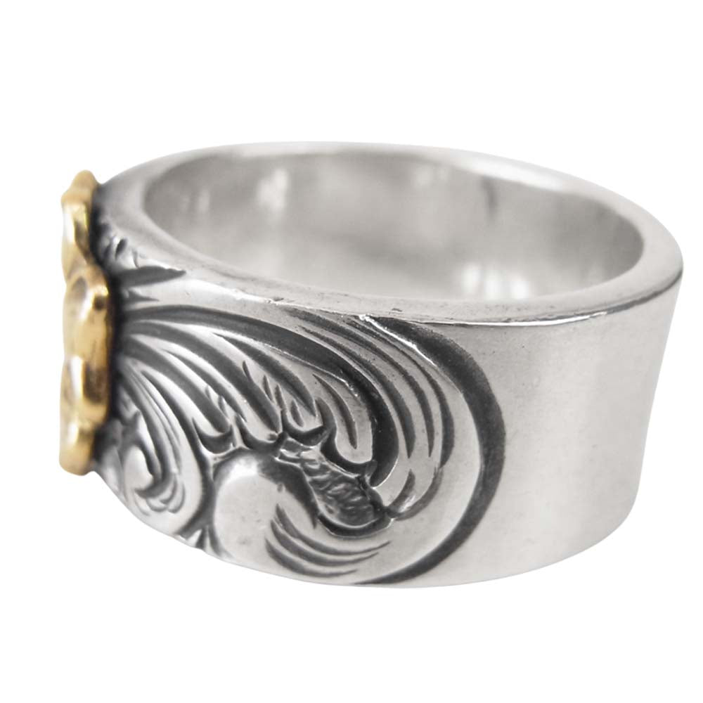 LARRY SMITH ラリースミス 18K ROSE KARAKUSA RING 10mm ローズ 唐草 リング シルバー系×ゴールド系 21号程度【中古】