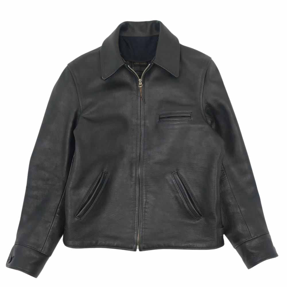 AT LAST アットラスト Lot.618 1st HORSE HIDE SPORTS JKT 襟コーデュロイ ホースハイド レザー スポーツ ジャケット ブラック系【中古】