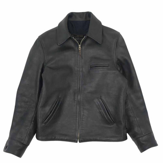 AT LAST アットラスト Lot.618 1st HORSE HIDE SPORTS JKT 襟コーデュロイ ホースハイド レザー スポーツ ジャケット ブラック系【中古】