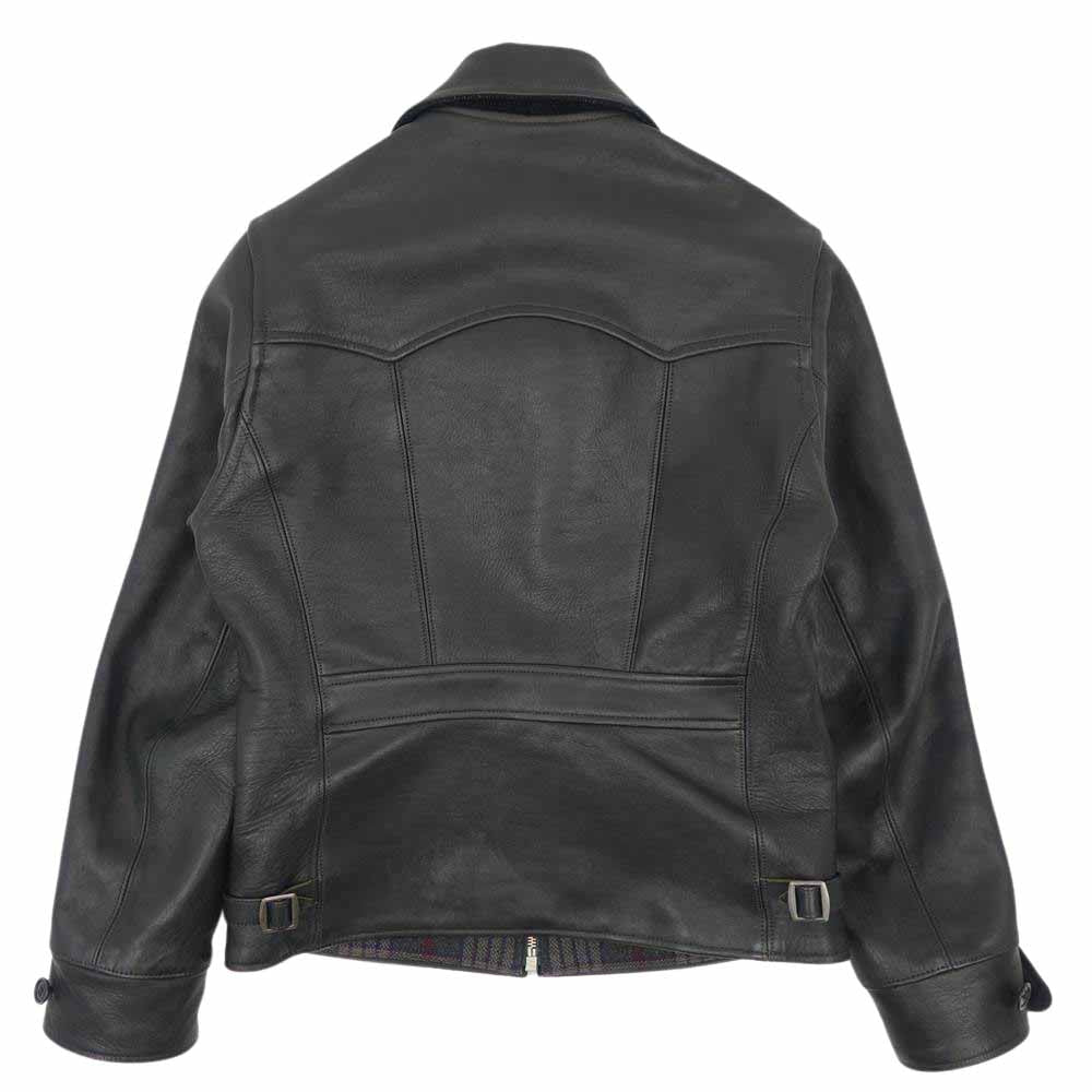 AT LAST アットラスト Lot.618 1st HORSE HIDE SPORTS JKT 襟コーデュロイ ホースハイド レザー スポーツ ジャケット ブラック系【中古】
