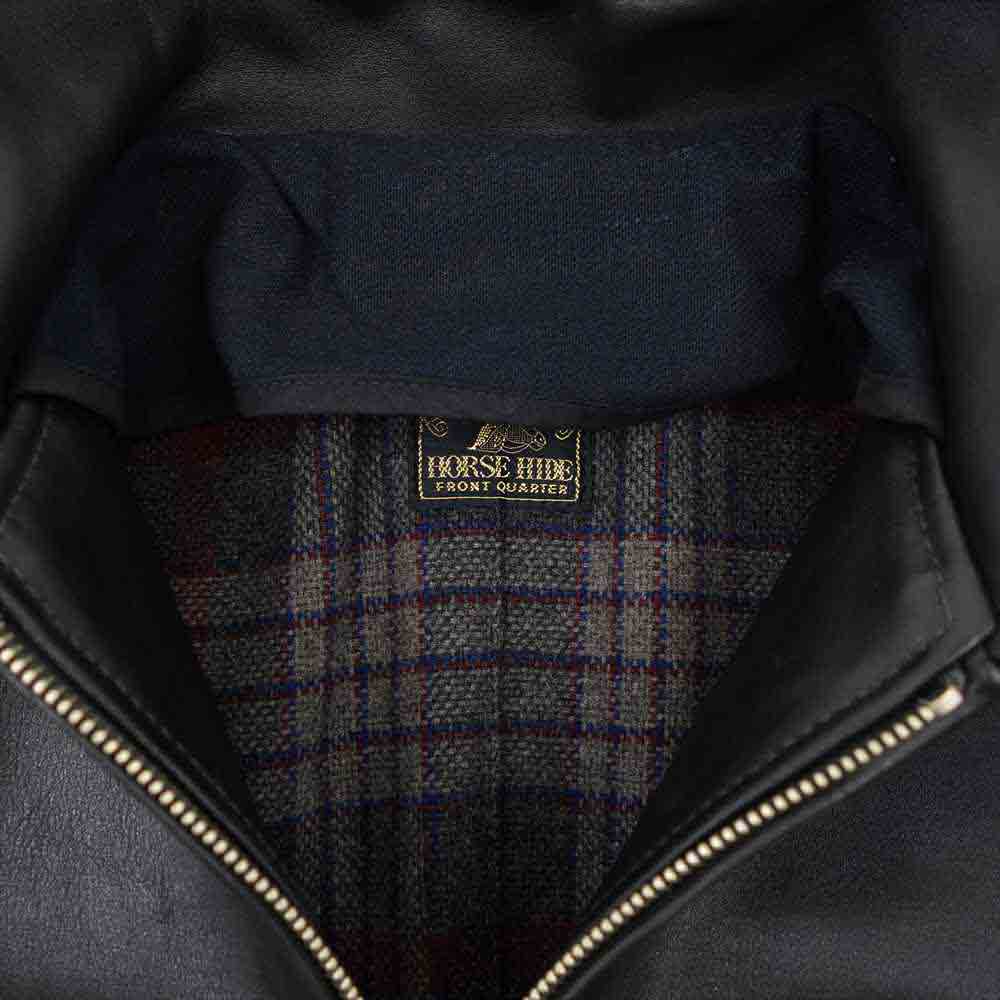 AT LAST アットラスト Lot.618 1st HORSE HIDE SPORTS JKT 襟コーデュロイ ホースハイド レザー スポーツ ジャケット ブラック系【中古】