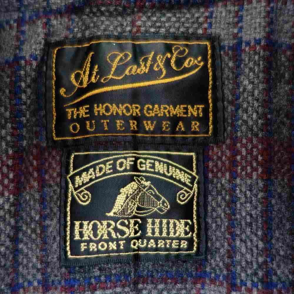 AT LAST アットラスト Lot.618 1st HORSE HIDE SPORTS JKT 襟コーデュロイ ホースハイド レザー スポーツ ジャケット ブラック系【中古】