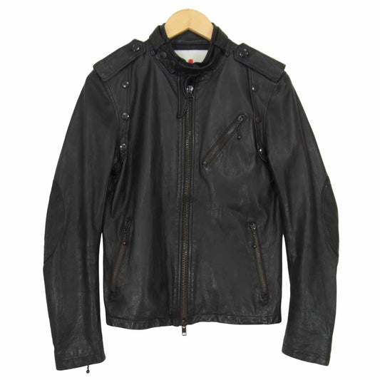 marka マーカ 牛革 カウハイド レザー ライダース ジャケット ブラック系 1【中古】