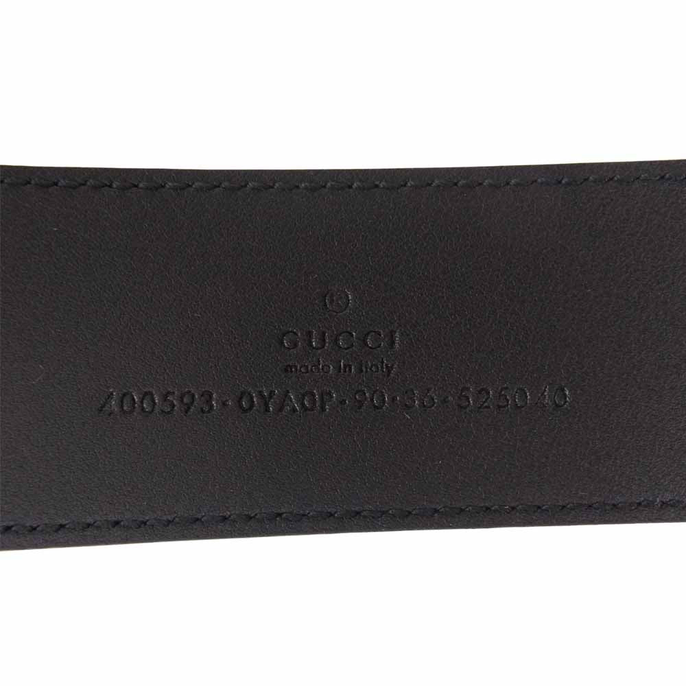GUCCI グッチ 400593 ダブル GG バックル レザー ベルト シルバー ブラック系【美品】【中古】
