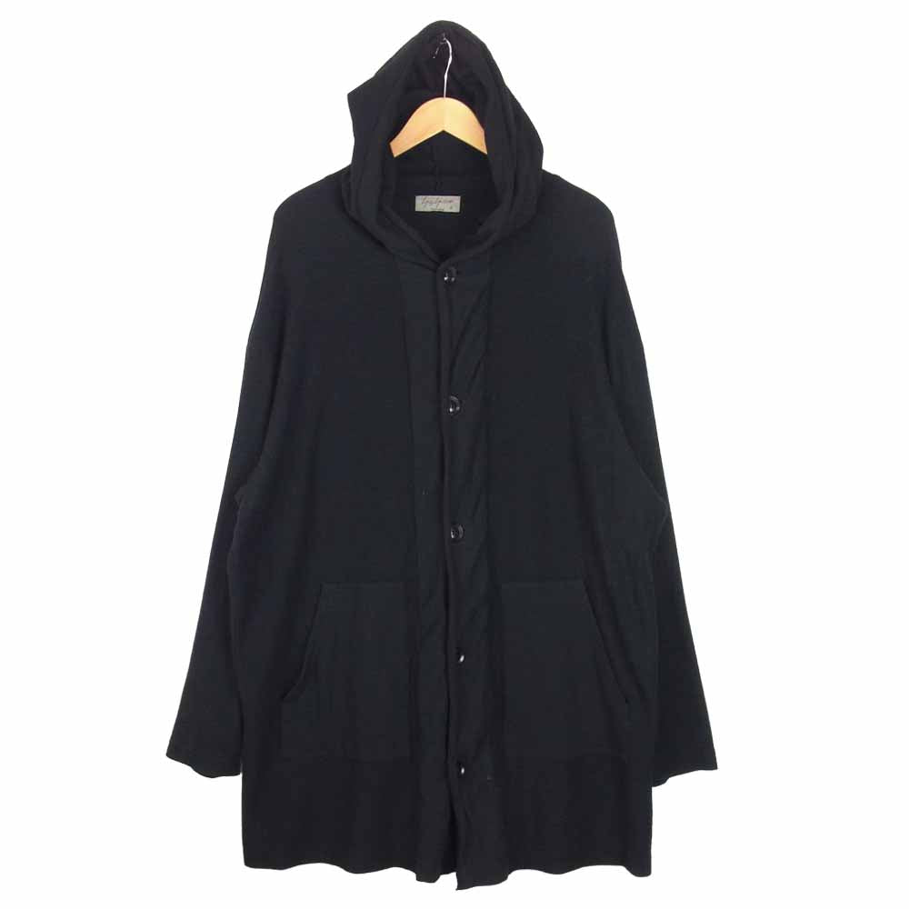 Yohji Yamamoto ヨウジヤマモト 18SS HW-T78-983 POUR HOMME プールオム 裏毛 ダブルフェイス ロング丈 ボタン ジップ パーカー ブラック系 3【中古】