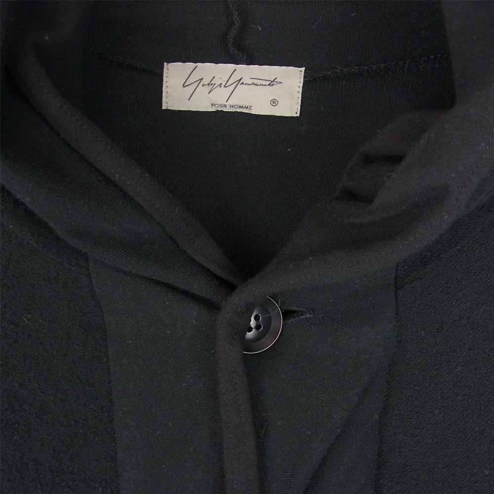 Yohji Yamamoto ヨウジヤマモト 18SS HW-T78-983 POUR HOMME プールオム 裏毛 ダブルフェイス ロング丈 ボタン ジップ パーカー ブラック系 3【中古】