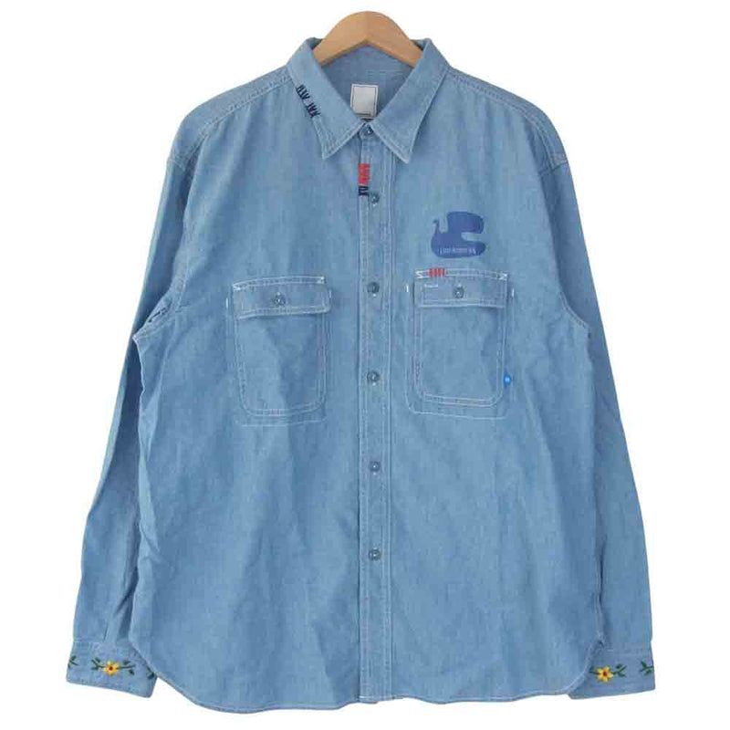 リベレイダース  PEACE CHAMBRAY SHIRT ピース シャンブレー シャツ インディゴブルー系 XL【中古】