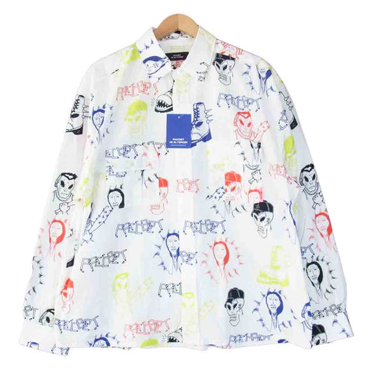 PACCBET 21SS PRINTED LONG SLEEVES SHIRT HARDCORE PRINT プリント シャツ ホワイト系 XL【中古】