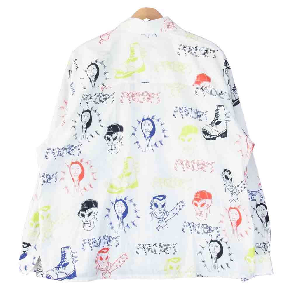 PACCBET 21SS PRINTED LONG SLEEVES SHIRT HARDCORE PRINT プリント シャツ ホワイト系 XL【中古】