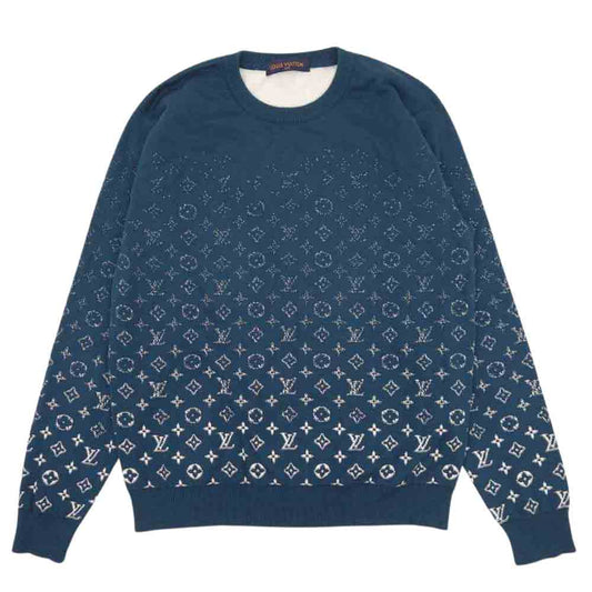 LOUIS VUITTON ルイ・ヴィトン 20AW 1A8A1V 国内正規品 Gradient Monogram Crewneck ヴァージルアブロー グラディエント グラデーション モノグラム クルーネック グリーン系 L【美品】【中古】